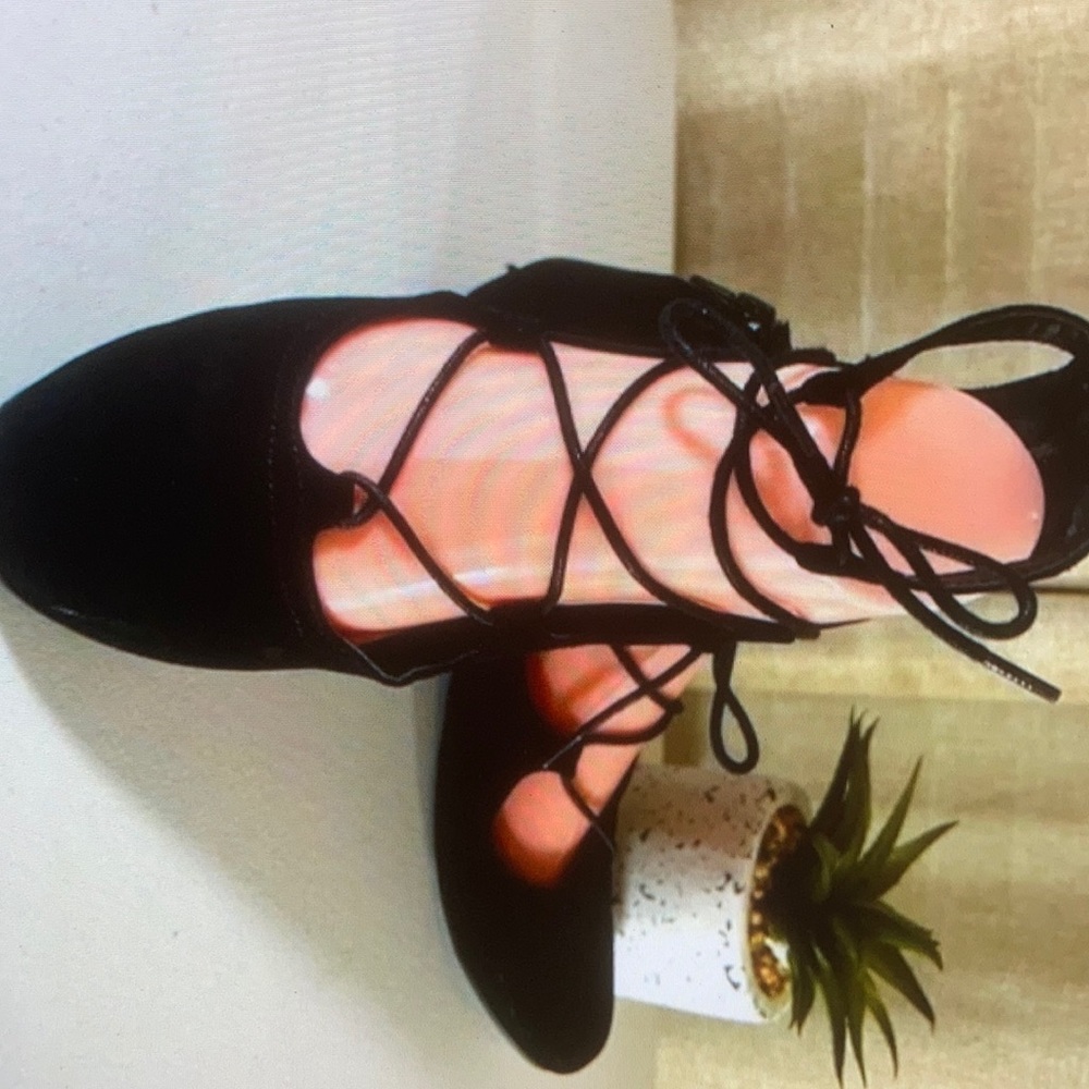 Maurices black suede lace up flats size 8